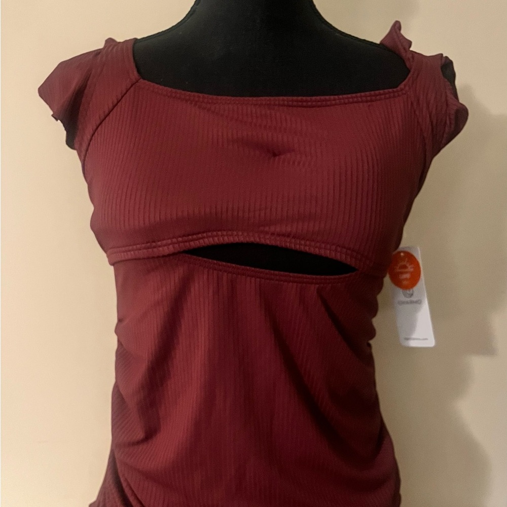 Women's Burgundy One piece Swimsuit. Size Medium